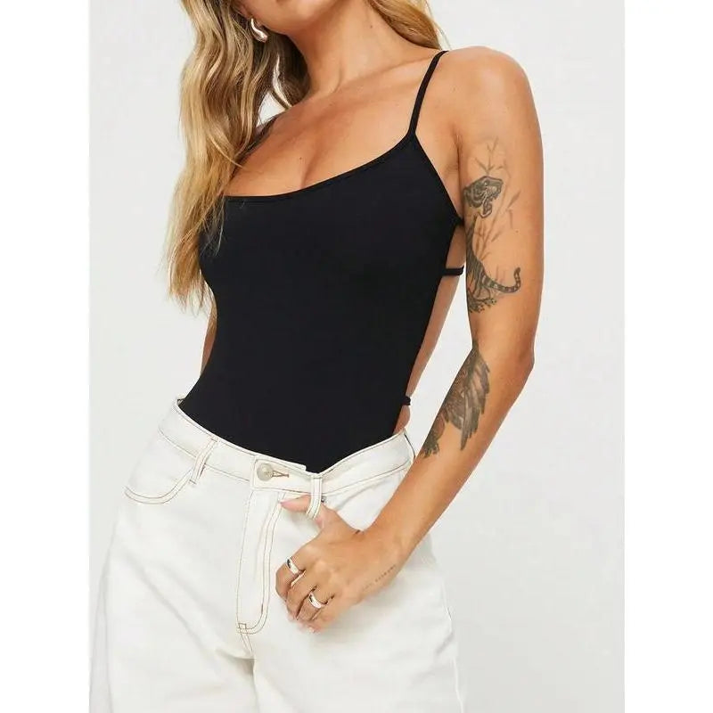 Women's Backless Cross-Strap Bodysuit — Comfortable Fitted Bodysuit
