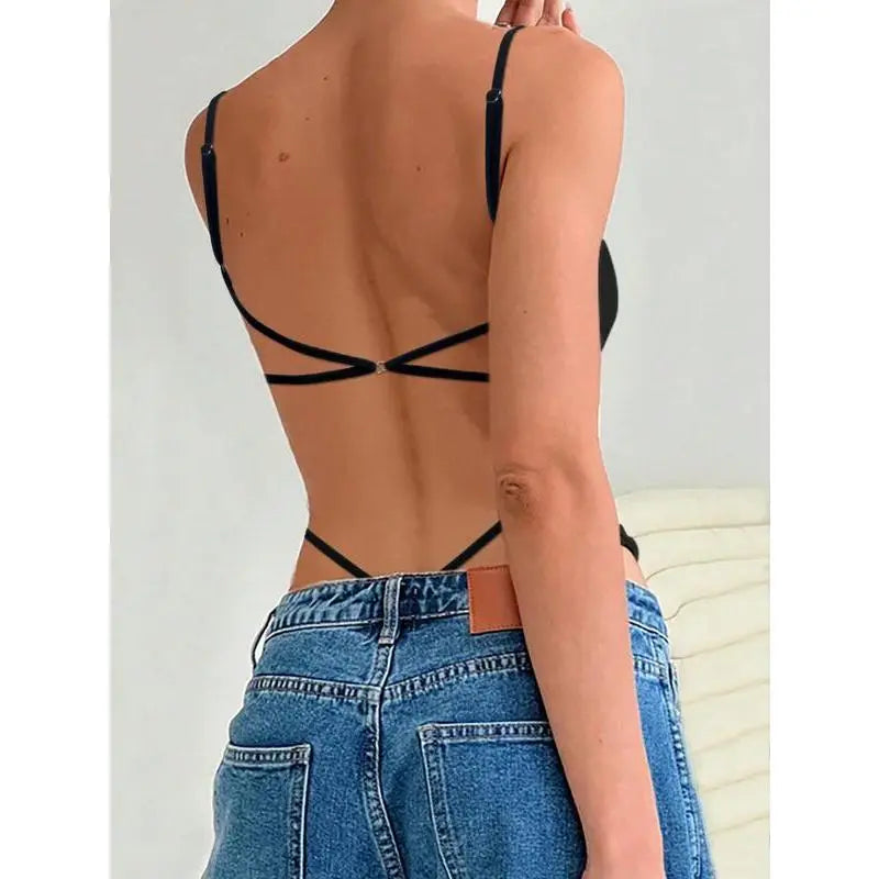 Women's Backless Cross-Strap Bodysuit — Comfortable Fitted Bodysuit